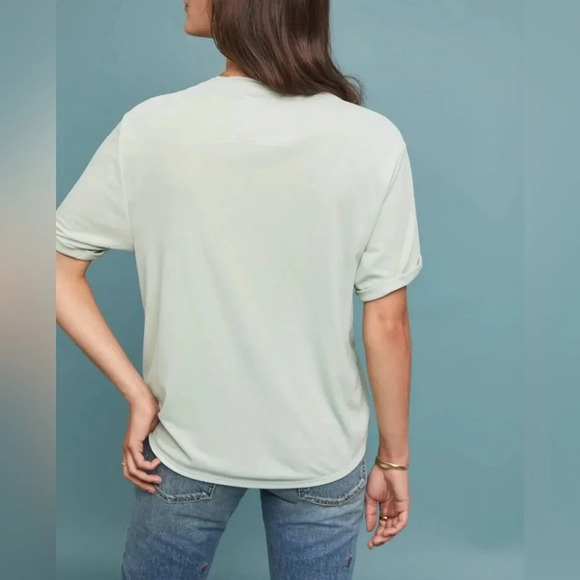 ANTHROPOLOGIE SATURDAY/SUNDAY WOMEN'S SAGE SHORT  SLEEVE AMY SURPLICE TOP Sz S - Picture 3 of 12